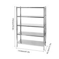 thumbnail image 2 of 5-Tier Stainless Steel Shelving, Adjustable Height Stainless Steel Storage Shelf Industrial Storage Rack,Load 132lb Per Shelf,for Kitchen Office Garage, 2 of 10