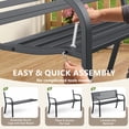 thumbnail image 2 of WLLJOY Metal Outdoor Bench, 47in Patio Garden Benches with National Flag Pattern Backrest for Backyard, Lawn, Deck, Porch, Park, Black, 2 of 10