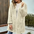 thumbnail image 4 of Jalioing Women's Fuzzy Cardigan Fall Winter Long Sleeve Hooded Fleece Coat Thermal Open Front Cardigan Outerwear, 4 of 9