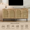 thumbnail image 3 of Sideboard Buffet Cabinet with 2 Rattan Doors, 31” Kitchen Storage Cabinet with Adjustable Shelf and Metal Legs for Dining Living Room, Hallway, Entryway, Beige, 3 of 9
