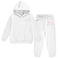 thumbnail image 4 of XEGLSBU Girls Fall Outfits Size 8-10 Girls Letter Print Hoodie and Pants Casual 2 Pcs Outfit for Children Comfortable Daily Wear Kids Jogger Tracksuit White Size 12-13 Years, 4 of 6