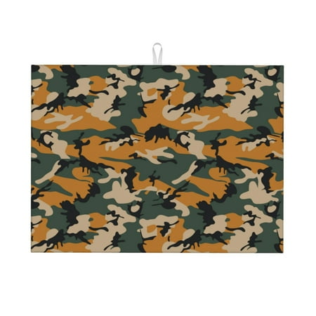

Dish Drying Mat Dinosaur camouflage print Highly Absorbent Microfiber Drying Mat Kitchen Counter or Sink Drawer Liner 18x24 Kitchen Drying Mat Coffee Mat Kitchen Essentials