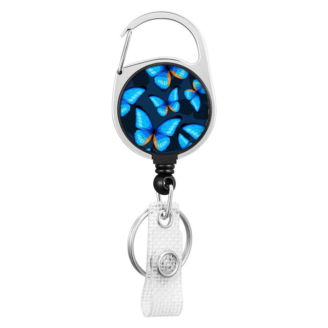Butterfly Lanyard Clip Keychain Name Tag Holder Keyring Id Card Key Ring Cord Reel Retract Pull Key Chain Office Recoil Badge He Qiyong unisex