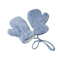 thumbnail image 5 of Bmisegm Kids Warm Gloves Korean Style Solid Color Children Mitten Glossy Plate Thickened Neck Hanging Cold Season Blue, 5 of 5
