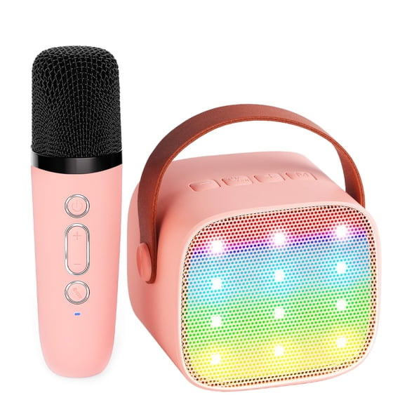 Altavoz Bluetooth portátil Karaoke Machine YLL Kids, color rosa claro