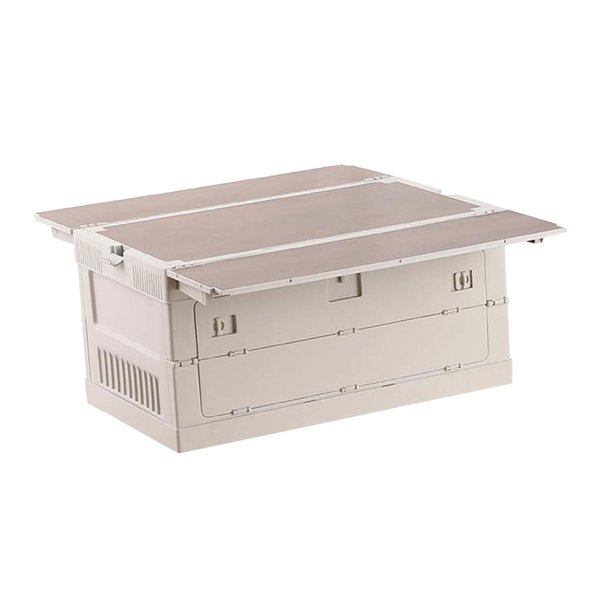 Caja de almacenamiento plegable para acampar, contenedor de almacenamiento con tapa para apartamentos, senderismo, picnic Gris