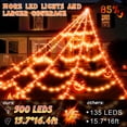 thumbnail image 5 of Scidweet Halloween Decorations Outdoor, 500 LED Halloween Spider Web Lights for Garden Yard Porch Home Decor, Orange, 5 of 7