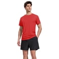 thumbnail image 5 of MIER Mens Short Sleeve Workout Shirt, Quick Dry Moisture Wicking Gym T-Shirt, Crew Neck, Black/Grey/Red, Size XXL, 3-Pack, 5 of 7