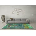thumbnail image 3 of Ahgly Company Machine Washable Indoor Rectangle Abstract Turquoise Blue Modern Area Rugs, 6' x 9', 3 of 4