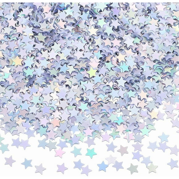 3oz/80g 0.2 Po Confettis Magiques Étoile Argentée Table Confettis PVC Étoiles Métalliques Paillettes Petites Sequins Embellissements pour Bricolage Artisanat Ongles Art Corporel Il Bling Décoration de Fête d'Anniversaire Mariage