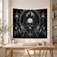 thumbnail image 5 of Symmetrical Skull and Haunted Castle Scene with Jack-O-Lanterns, Spooky Gothic Style for Dark Fantasy Fans, Wall Art Decor, Halloween Gift, Tapestry Wall Hanging for Bedroom and Living Room, 5 of 7