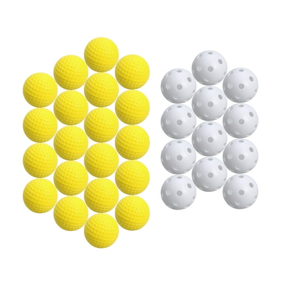 Golf Practice Balls 20pcs Perforated Plastic Play Balls Hollow Golf Practice Training Sports Balls and 12pcs Soft Golf Balls