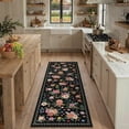 thumbnail image 3 of BERTHMEER 2'x6' Washable Runner Rugs for Hallway Bathroom Bedroom Entryway Kitchen Non Slip Black Floral Vintage Oriental Traditional Flower Runner Rugs, Multicolor, 3 of 6
