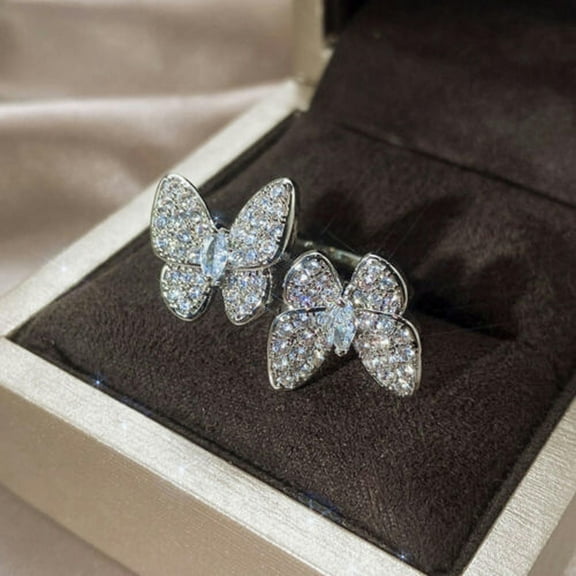 QQTDFG Butterfly Cubic Zirconia 925 Silver Stud Earrings Women Gorgeous Jewelry A Pair-#2