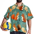 thumbnail image 4 of Squirrel Men's Short Sleeve Printed Button Down Beach Shirt Casual Summer Unisex Tops with Spread Collar, 4 of 6