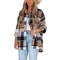 thumbnail image 1 of LUXUR Ladies Lapel Neck Tunic Shirt Single Breasted Work Blouse Khaki M, 1 of 8