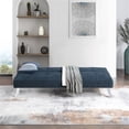 thumbnail image 3 of Scranton & Co Convertible Sofa Futon in Indigo Fabric with Chrome Legs, 3 of 14