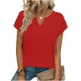 thumbnail image 5 of Horkkom T Shirts for Women Solid Color V Neck Short Sleeve Shirts Casual Loose Summer Tops S, 5 of 7