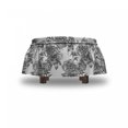 thumbnail image 4 of Floral Ottoman Cover, Plant Blossom Spring, 2 Piece Slipcover Set with Ruffle Skirt for Square Round Cube Footstool Decorative Home Accent, Standard Size, Black Grey White, by Ambesonne, 4 of 5