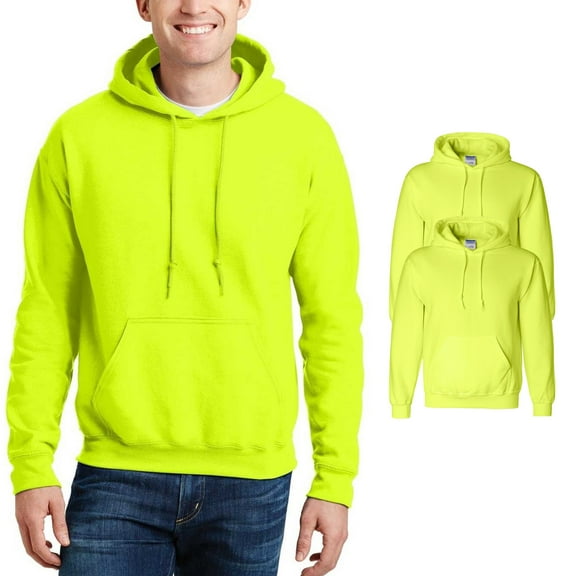 Gildan - Hi Vis Adult Hooded Sweatshirt | DryBlend With Pouch Pocket 9 oz, Classic fit Workwear Pack-2, Size L