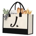 thumbnail image 1 of shenee Bolsa de lona con inicial, bolsa de yute de playa personalizada, regalo para mujeres, vacaciones, amigos, regalo de cumpleaños, boda, Año Nuevo, 1 of 5