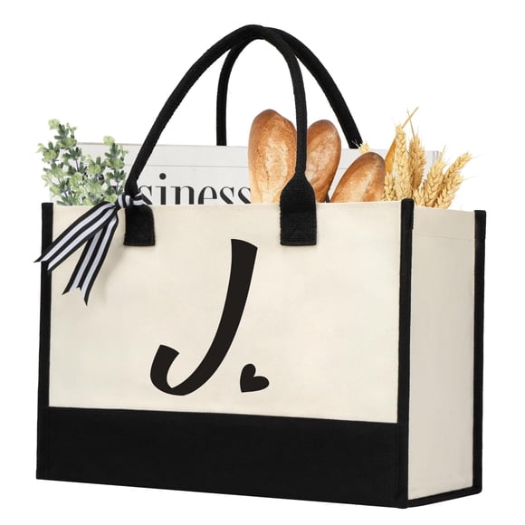 shenee Bolsa de lona con inicial, bolsa de yute de playa personalizada, regalo para mujeres, vacaciones, amigos, regalo de cumpleaños, boda, Año Nuevo