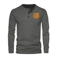 thumbnail image 1 of pstuiky camisas de manga larga para hombre, Suéter de cuello redondo con botones y bolsillos para hombre, camiseta de manga larga con cuello redondo camisetas de hombre xl, 1 of 5