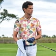 thumbnail image 2 of Kdxio Butterflies and Roses Print Men's Short Sleeve Polo Shirt,Midweight Men's Shirt, 2 of 6