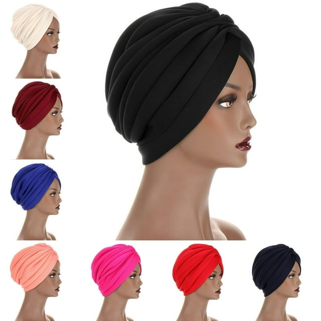 Headwrap Solid Color Head Decor Cotton Women Turban Cap for Daily Wear