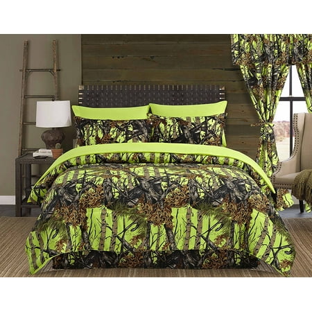 Regal Comfort The Woods Lime Green Camouflage King 4 Piece ...