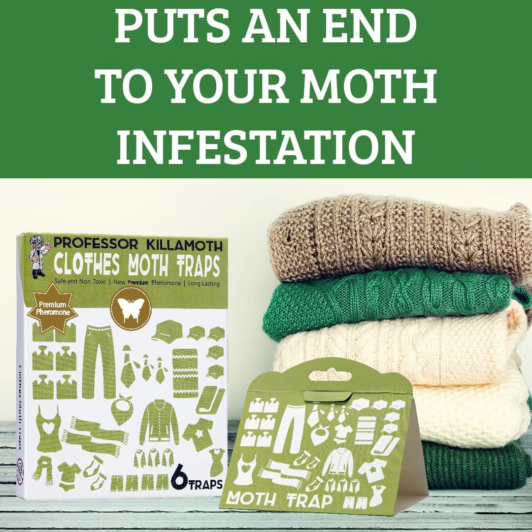 Industrial Strength Clothes Moth Traps – Safe, Non-Toxic Closet Moth Prevention for Clothes & Wool – eromone Traps for House & Wardrobe Protection – 6 Pack