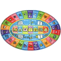 KC Cubs Playtime Collection ABC Alphabet, Seasons, Months and Days of The Week Educational Learning & Game Oval Area Rug Carpet for Kids and Children Bedrooms and Playroom