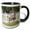 Black/White, variant on 3drose, a Deer Standing Near a White Picket Fence in Pine Valley Utah, 11oz Mug