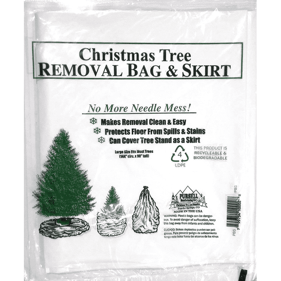 Christmas Tree Removal Bag & Skirt - No More Needle Mess - Protects Floor Tree Skirt