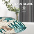 thumbnail image 3 of 2 piezas Funda de almohada decorativa de estilo mediterráneo con diseño de tortuga marina, de lino y algodón, cuadrada, para 18 x 18 pulgadas, 3 of 5