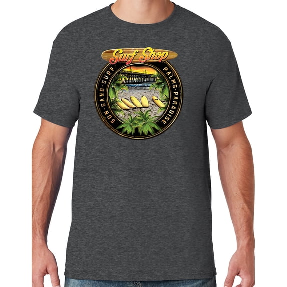 Mens Manu Bay Surf Company CIRCLE SURFING T-shirt, 5XL Black Heather