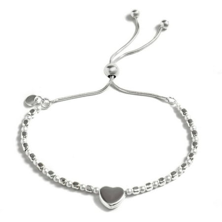 PORI Jewelers Freshwater Pearl Sterling Silver Mini Heart Charm Adjustable Bracelet