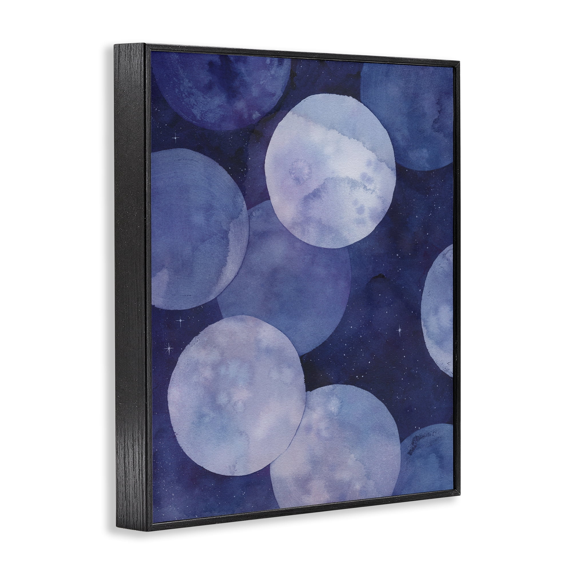 Stupell Industries Layered Circles in Space Abstract Painting Black Framed Art Print Wall Art, 16 x 20