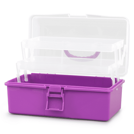 MoNiBloom Plastic Fishing Tackle Box Grid Boxes with Handle Portable Art & Craft Supply Organizer Purple