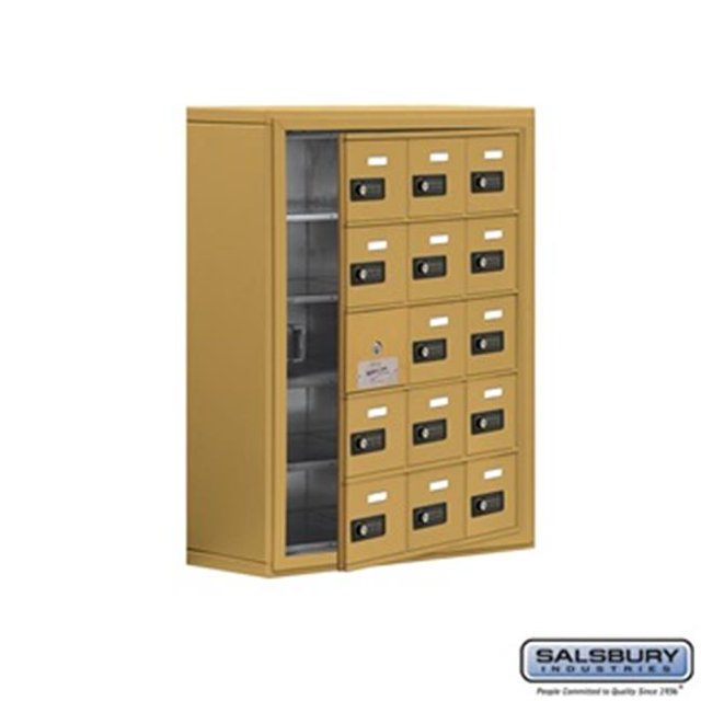 SalsburyIndustries 19158-15GSC Cell Phone Storage Locker With Front Access Panel - 5 Door High Unit, Gold