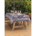 thumbnail image 4 of 60x102 Inch Outdoor Tablecloth with Umbrella Hole Zipper Rectangle Orange Blue Boho Rectangular Tablecloths Outside Waterproof Ethnic Geometric Middle Century Art Patio Table Cover for Picnic Party, 4 of 8