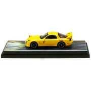 Diecast Mazda RX-7 (FD3S) RHD (Right Hand Drive) Yellow "RedSuns" with Keisuke Takahashi Driver Figure "Initial D" (1995-2013) Manga 1/64 Diecast Model Car by Hobby Japan