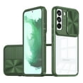 thumbnail image 2 of Allytechgroup Galaxy S21 FE 5G Clear Case with Tempered Glass Screen Protector, Sliding Camera Lens Protector Anti-Yellow Shockproof Rugged Slim Fit Shell Cover for Samsung Galaxy S21 FE, Olive, 2 of 7