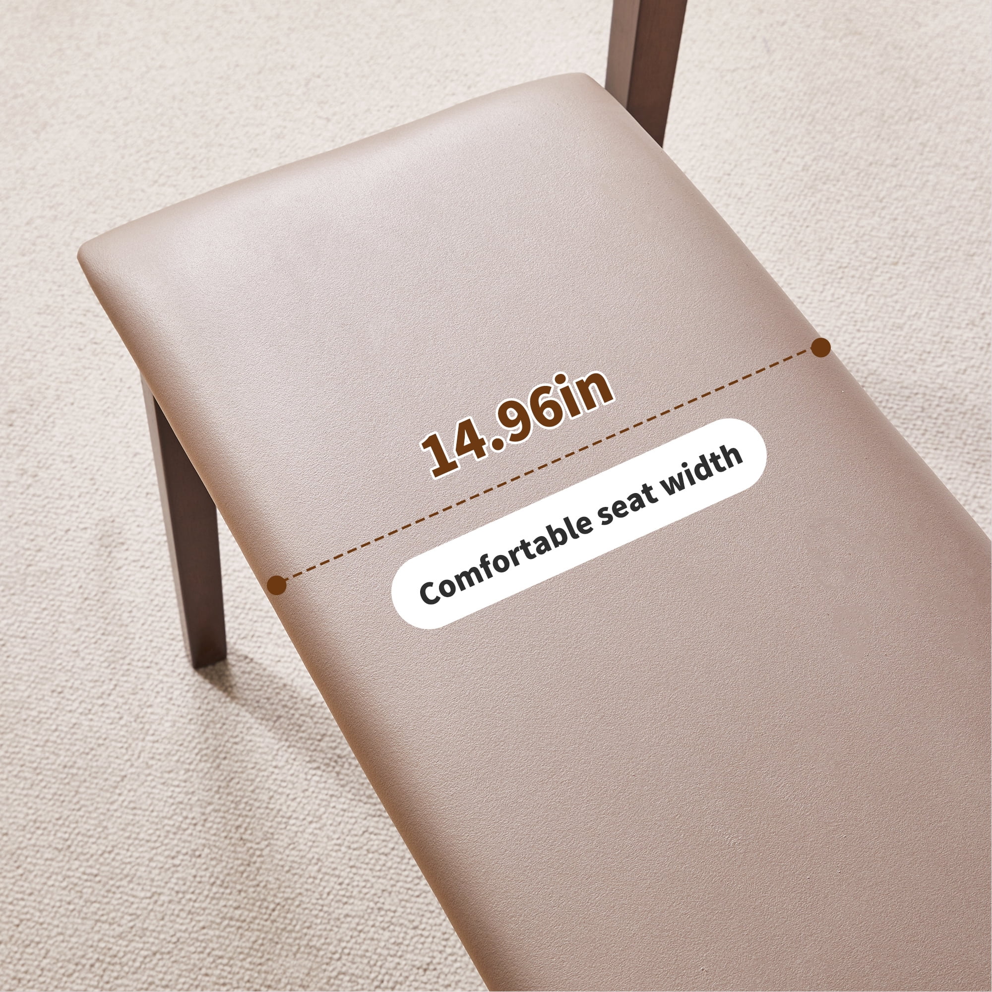 Leumius Wood Bench with Breathable Tech Fabric Cushion,Multi-Use Farmhouse Upholstered Stool for Bedroom & Living Room
