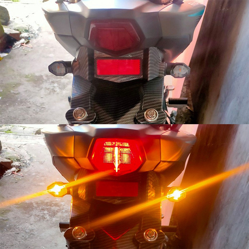 Xotic Tech Mini Motorcycle LED Turn Signals - Amber Blinker Lights, Smoke Black (Pair)