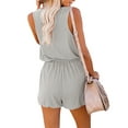 thumbnail image 4 of Sleeveless Women Casual Solid Color Jumpsuit Rompers With Pocket Elastic Waist Shorts, 4 of 5