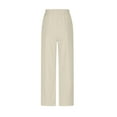 thumbnail image 7 of Horkkom Linen Pants Women Casual Comfy Cotton Pants Drawstrings Straight Leg Pants with Pockets Solid Color Elastic Waist Pants, 7 of 7
