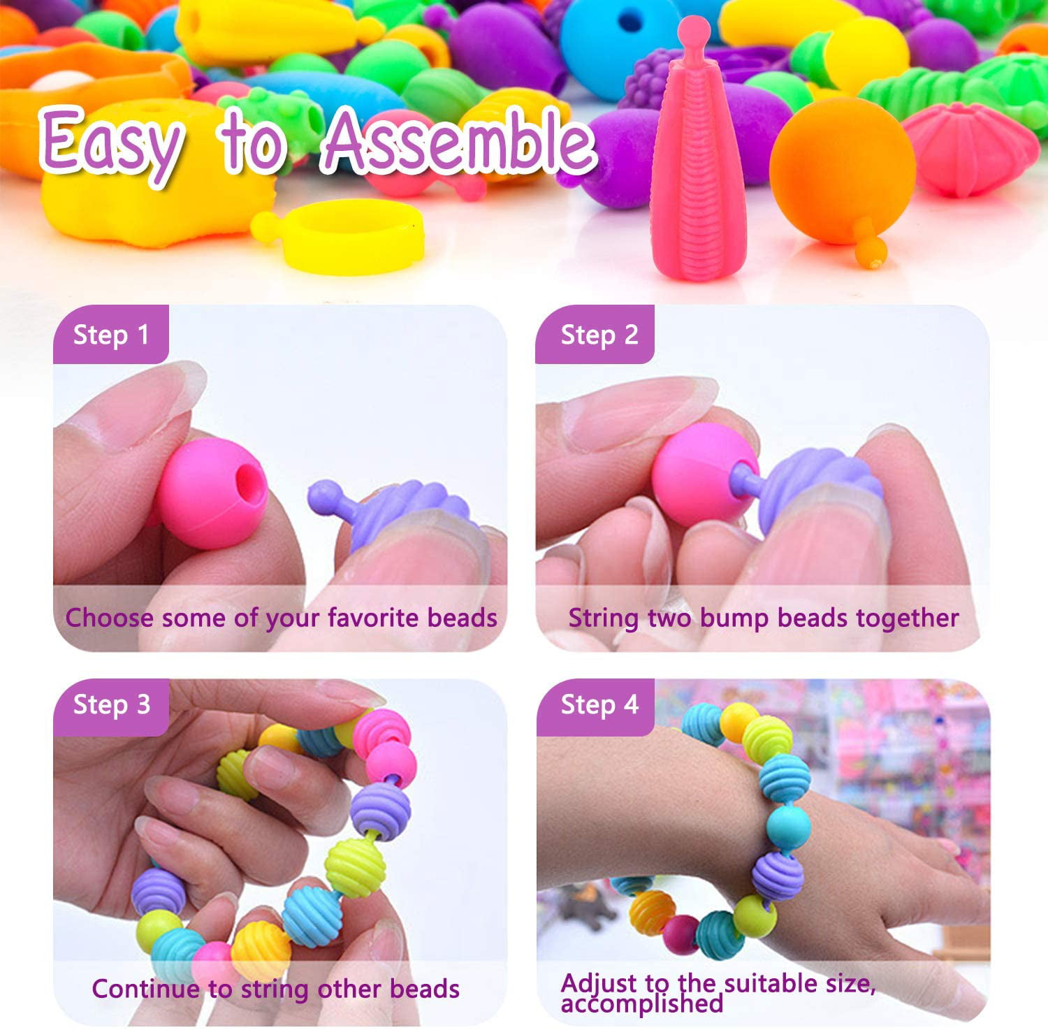 188PCS Pop Beads for Kids' Jewelry Making,Kit Frabrication à