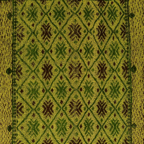 Ahgly Company Indoor Square Abstract Yellow Modern Area Rugs, 3' Square