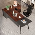 thumbnail image 4 of Tribesigns 87” Extra Long Executive Desk with 51” File Cabinet in Drawer and Storage Shelves, Dark Walnut & Grey, 4 of 7